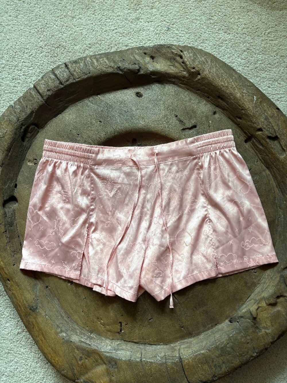 Savage x Fenty pink satin drawstring logo tap pants shorts women's size large